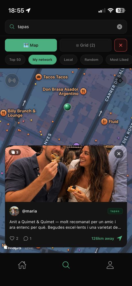 tipit map of Barcelona with a friend's tapas tip